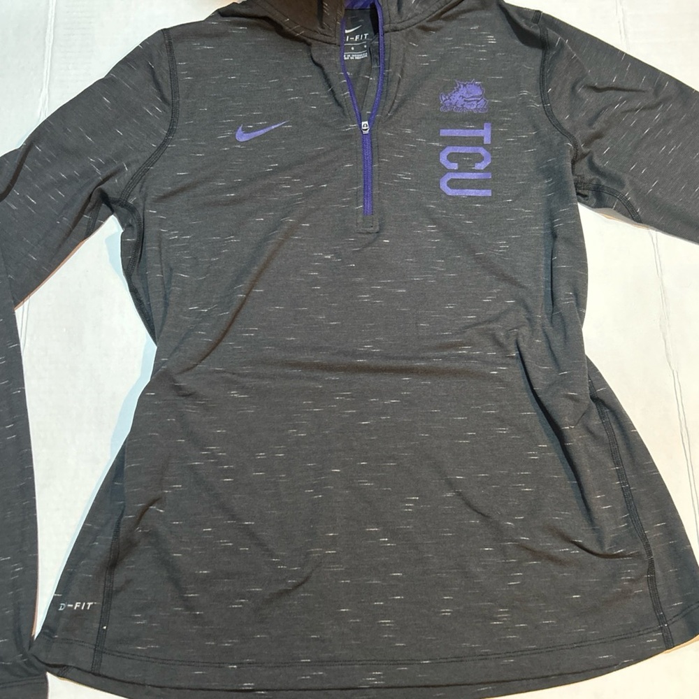 Nike Dri-Fit TCU Horned Frogs Halfzip Performance Fitted Top Pullover Women's Lg